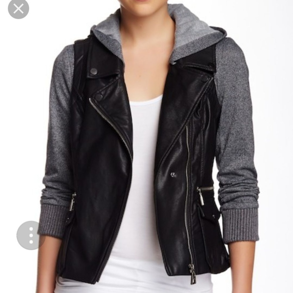 BNCI by blanc noir vegan leather zip out hoodie